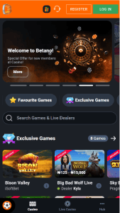 Betano Casino Mobile Website screenshot
